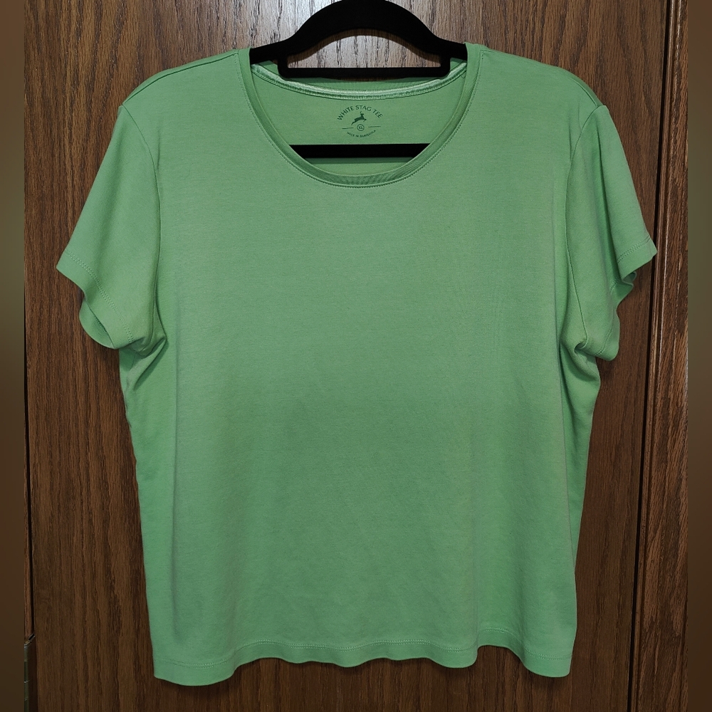 Women's White Stag Green Tee Shirt Top, Size XL